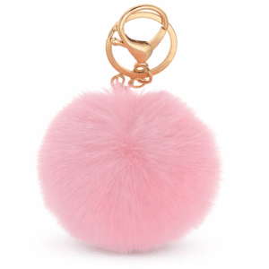 Pink Fluffy Faux Fur Pom Pom Ball Key Ring – Cute Bag Charm