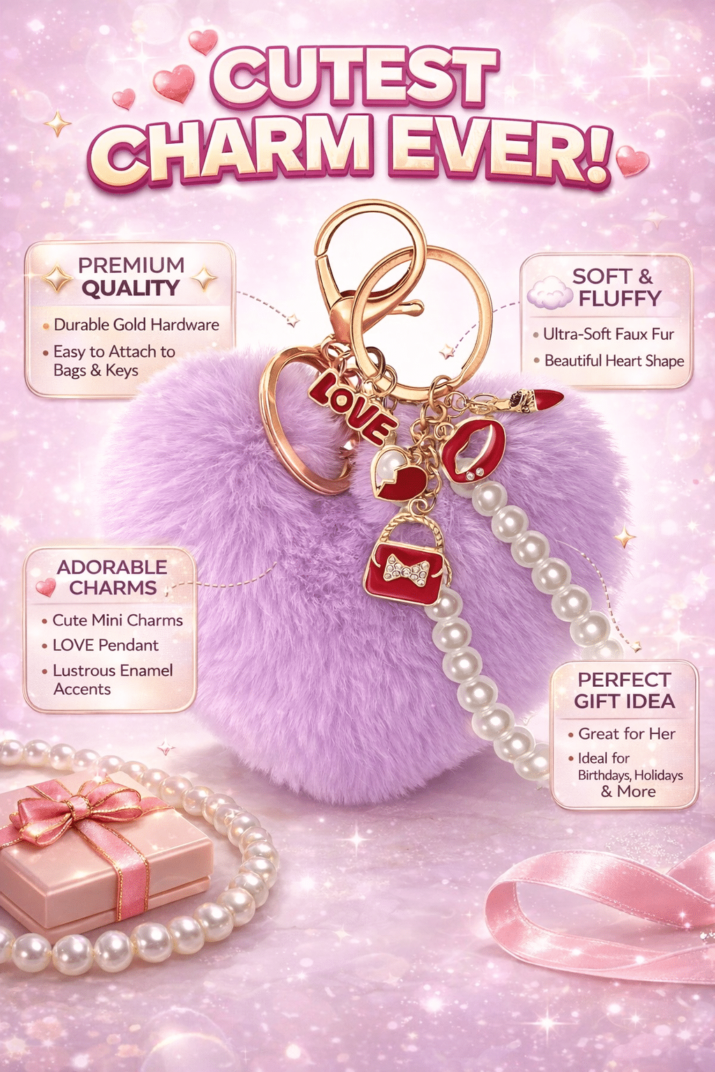 Cream pom pom with floral accents