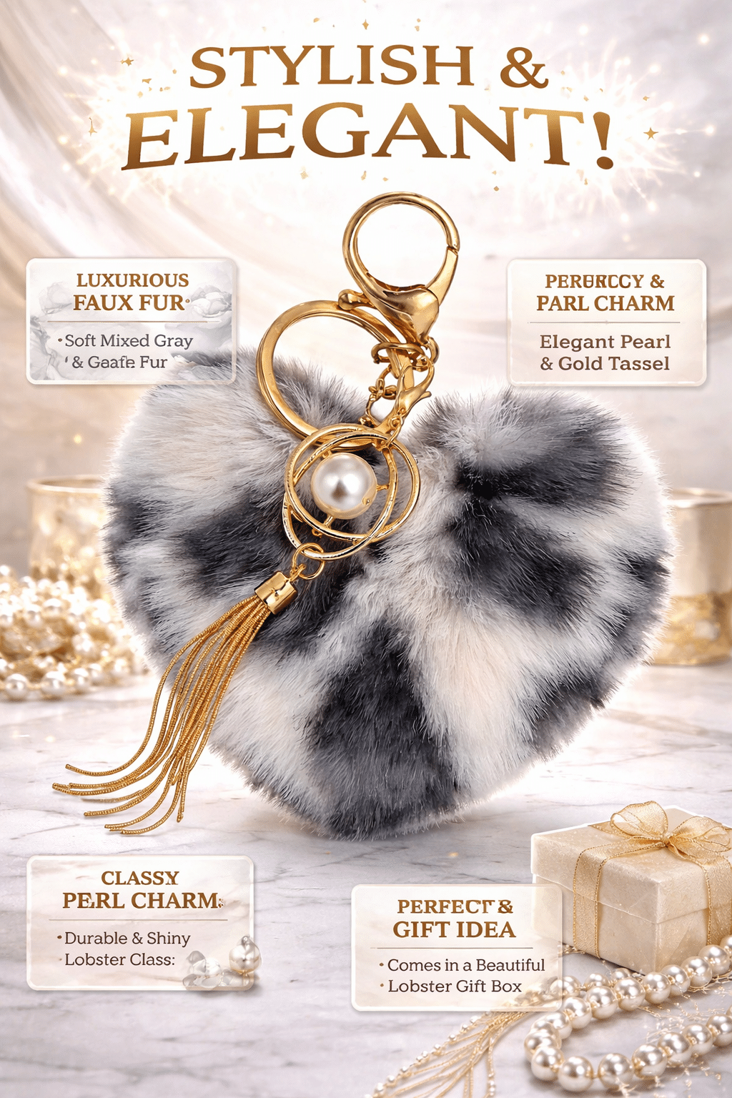 Pink pom pom with lips charm